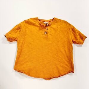 Madewell heavy cotton oversized tee with button collar XXS